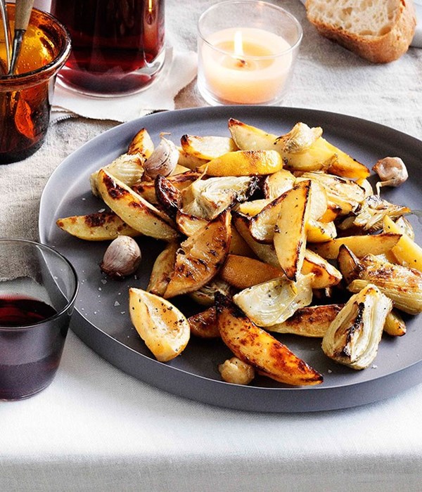 Roast potato and fennel with garlic and lemon