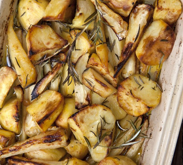 Roast potatoes and parsnips