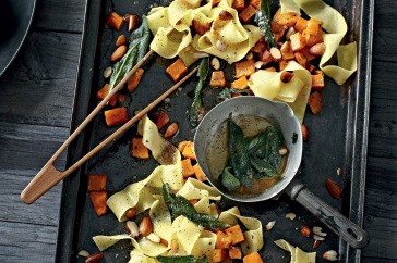 Roast pumpkin & almond pappardelle