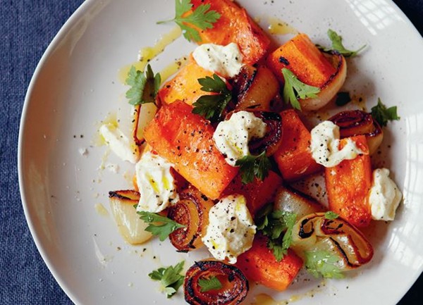 Roast pumpkin and charred onion salad