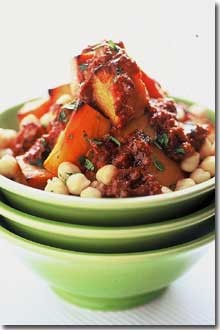 Roast pumpkin and chickpea salad with sundried tomato dressing
