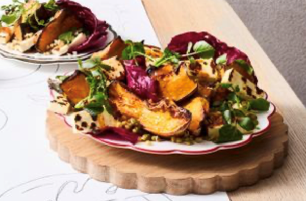 Roast pumpkin and freekeh salad with hot honey dressing