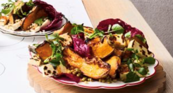 Roast pumpkin and freekeh salad with hot honey dressing