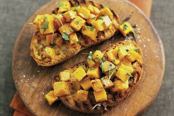 Roast pumpkin bruschetta
