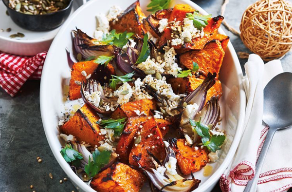 Roast pumpkin, feta and grain salad