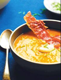 Roast pumpkin soup with crispy prosciutto