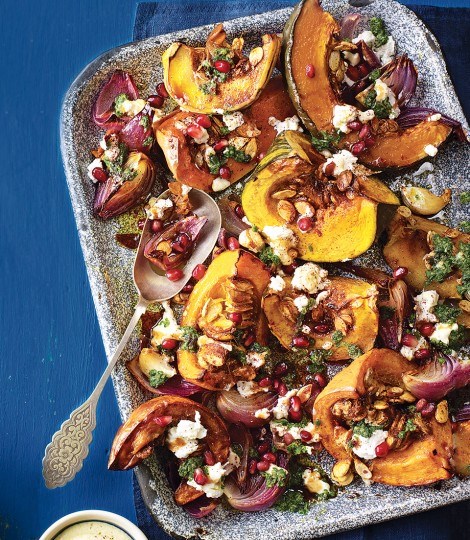 Roast pumpkin with green charmoula and tahini