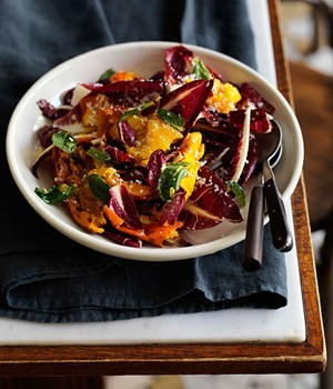 Roast pumpkin with radicchio, ricotta salata, chilli and lemon