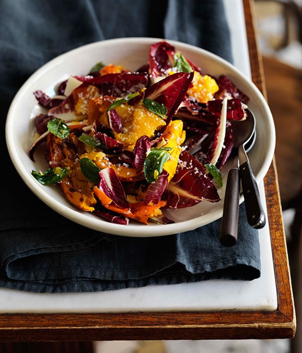 Roast pumpkin with radicchio, ricotta salata, chilli and lemon