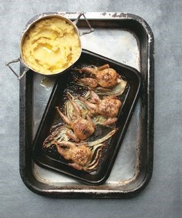 Roast quail with fennel