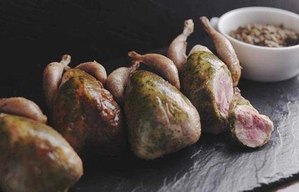 Roast quail with herb butter