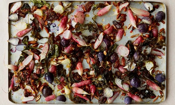 Roast radishes with dates and preserved lemons