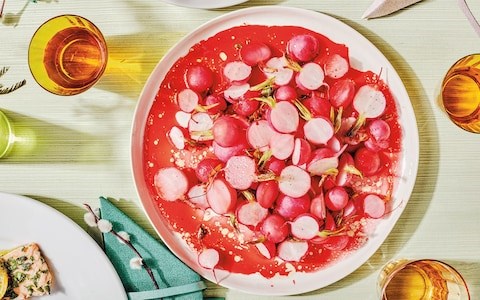 Roast radishes with honey and mint 