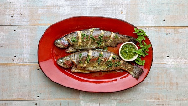 Roast rainbow trout