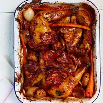 Roast red wine chicken (Poulet rôti au vin rouge)