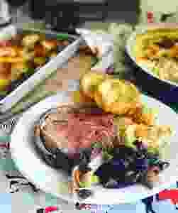 Roast rib of beef with Yorkshire pudding & red wine gravy