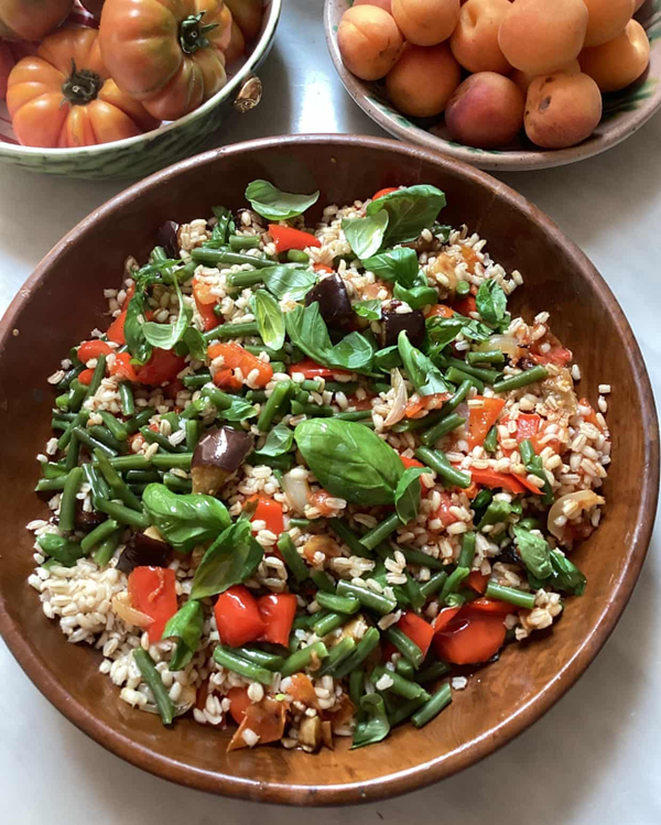 Roast runner vegetable, herb and pearl barley salad