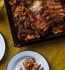 Roast shoulder of lamb with anchovies, garlic and rosemary