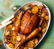 Roast souvlaki-spiced chicken