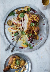 Roast spiced chicken with brown sugar, limes and coconut milk