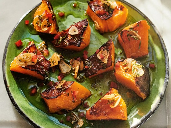 Roast squash, sweet vinegar, garlic and rosemary