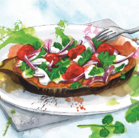 Roast tandoori-spiced aubergine