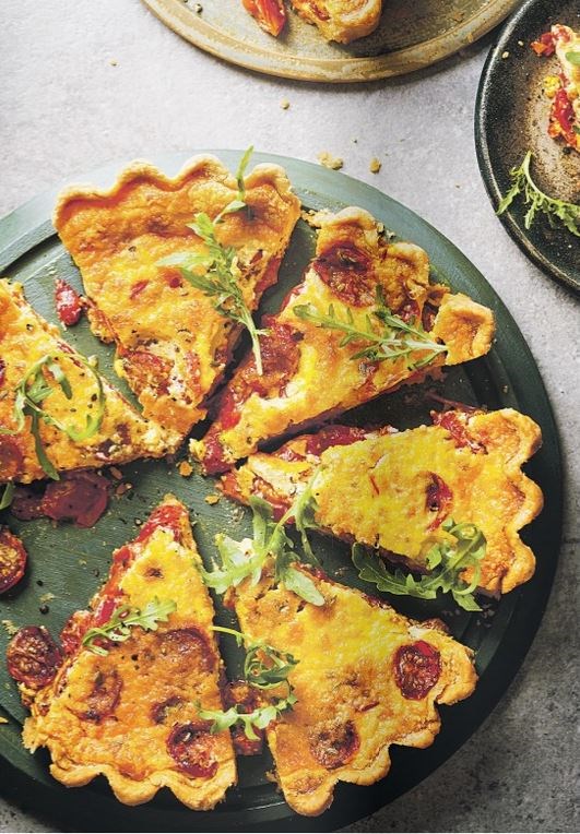 Roast tomato & saffron quiche
