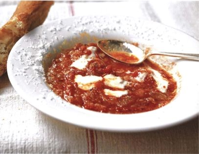 Roast tomato soup with mascarpone