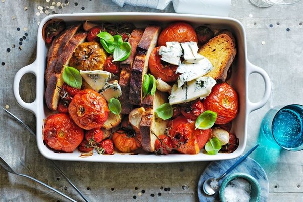 Roast tomatoes & sourdough with Gorgonzola dolce