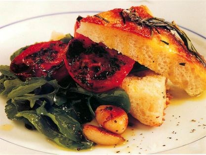 Roast tomatoes with focaccia