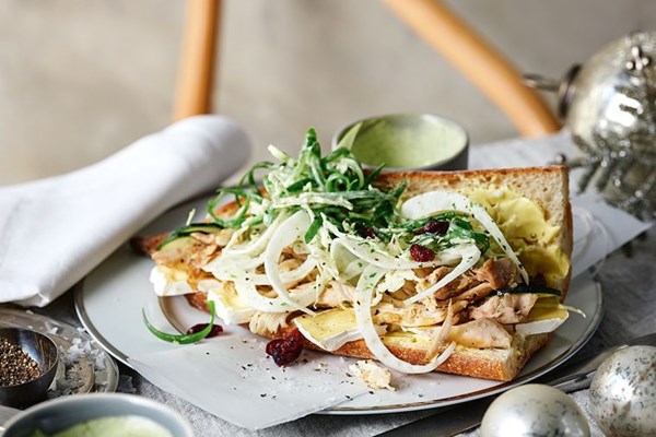 Roast turkey baguette, cranberry slaw, dill mayo