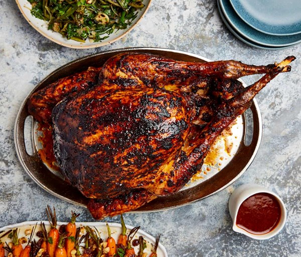Roast turkey with ancho chilli gravy