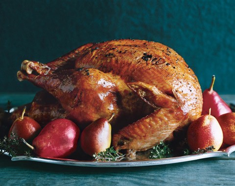 Roast turkey with black-truffle butter and white-wine gravy