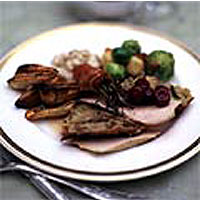 Roast turkey with chestnut and celery stuffing