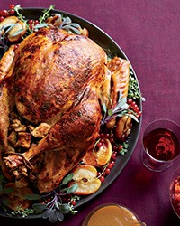 Roast turkey with chestnut-apple stuffing