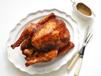 Roast turkey with mustard-maple glaze