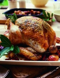 Roast turkey with shallots, chestnuts and thyme