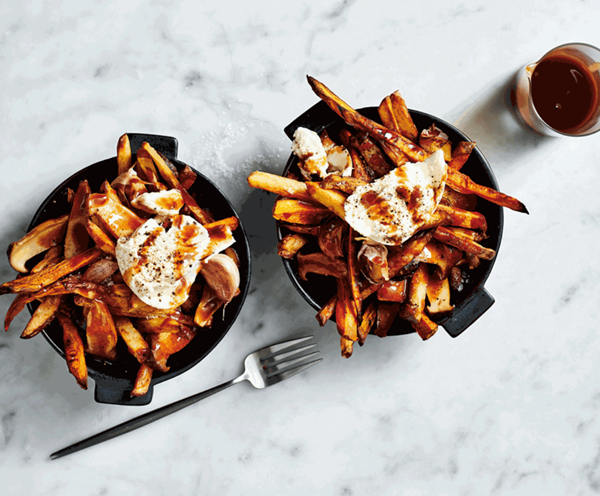 Roast vegetable poutine with buffalo mozzarella