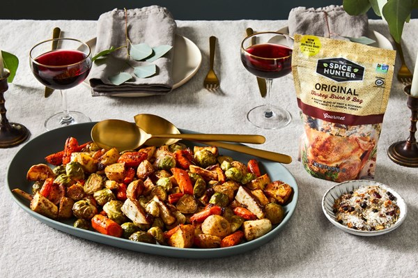 Roast vegetables with turkey brine seasoning