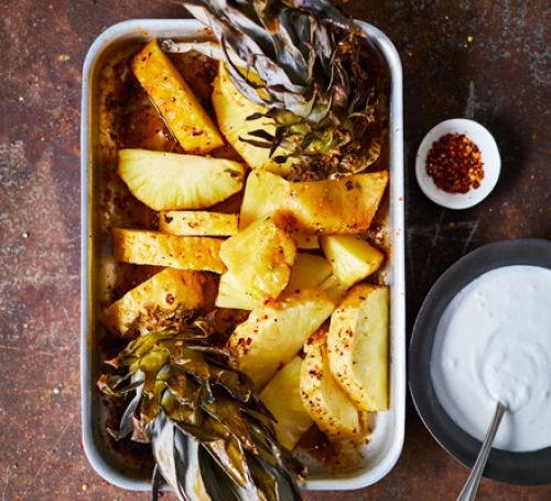 Roast whole pineapple with black pepper & rum