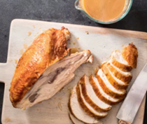 Roast whole turkey breast with gravy
