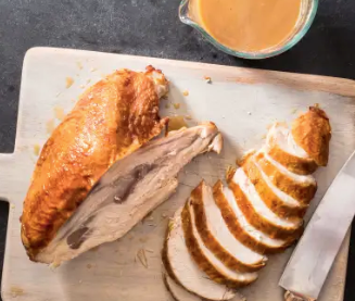 Roast whole turkey breast with gravy