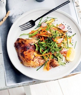 Roast yuzu chicken with Japanese slaw