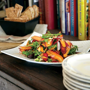 Roasted and raw carrot salad with avocado and toasted cumin vinaigrette
