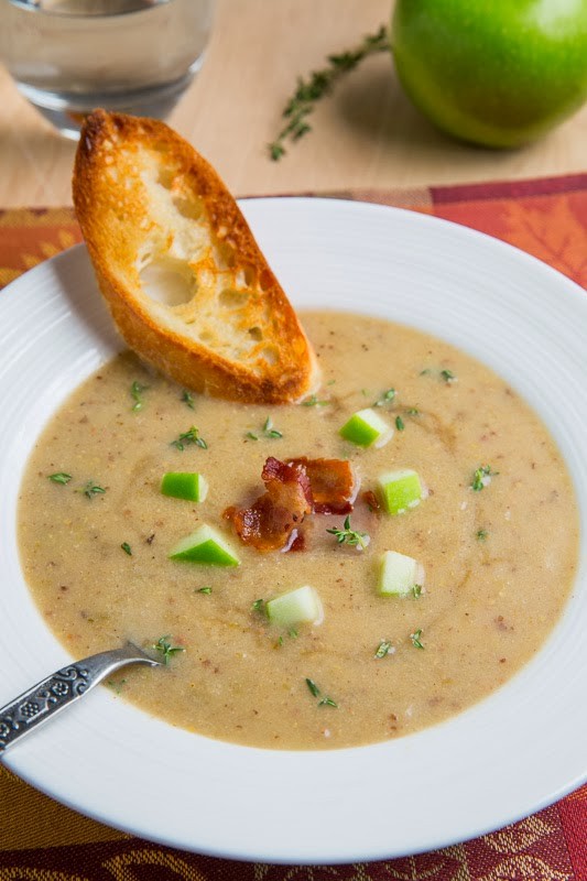Roasted apple and aged white cheddar soup