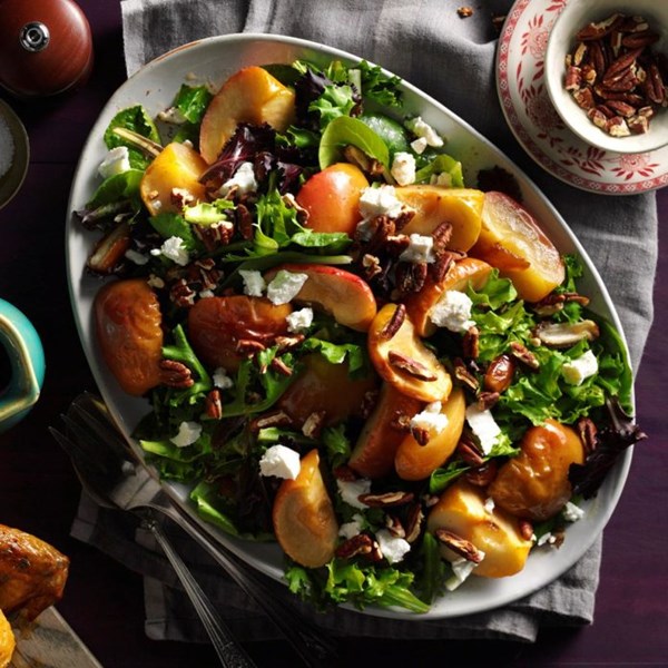 Roasted apple salad with spicy maple-cider vinaigrette