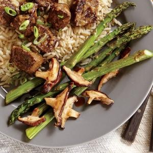 Roasted asparagus and shiitake mushrooms