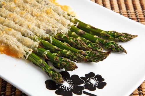 Roasted asparagus crusted  with Parmigiano Reggiano