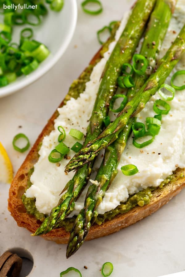 Roasted asparagus open faced sandwich