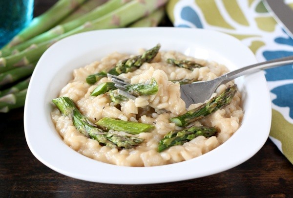 Roasted asparagus risotto